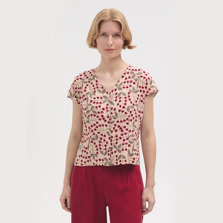 Φωτογραφία προϊόντος: Nice Things Samoa Flowers Print Top WWU055 621 Dark Ecru Floral