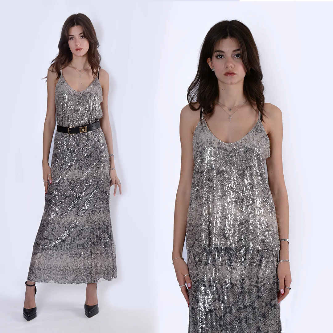 Φωτογραφία προϊόντος: Lily Rose Fiori Blue Sequins Top Zoel 23222 Beige - Silver