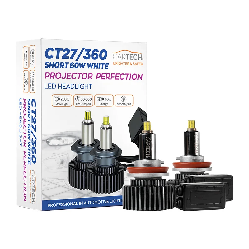 Φωτογραφία προϊόντος: ΛΑΜΠΕΣ LED CT27/360 H11 SHORT 60W WHITE 6500K CARTECH