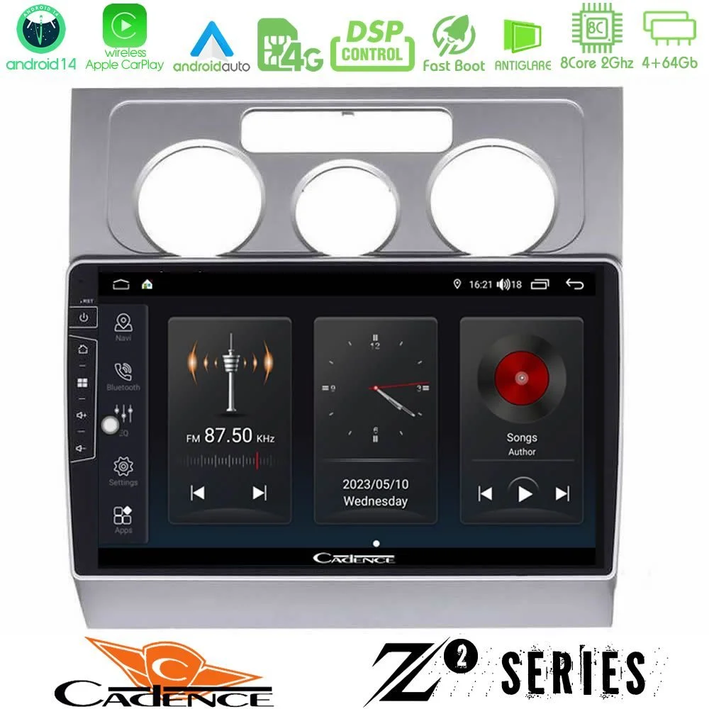 Φωτογραφία προϊόντος: Bizzar Cadence Z2 Series 8Core Android14 4+64GB VW Touran 2003-2011 Navigation Multimedia Tablet 10 Με Carplay & Android Auto