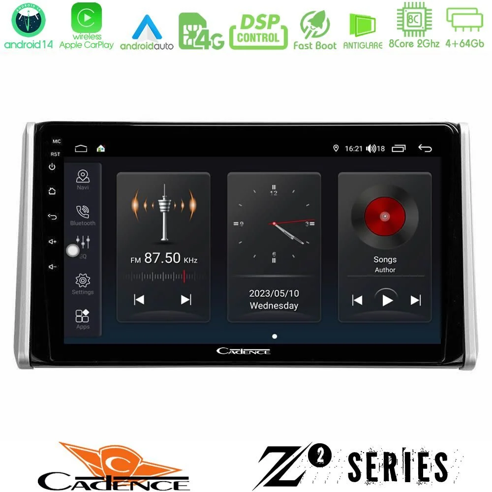Φωτογραφία προϊόντος: Bizzar Cadence Z2 Series 8Core Android14 4+64GB Toyota RAV4 2019-2023 Navigation Multimedia Tablet 10 Με Carplay & Android Auto
