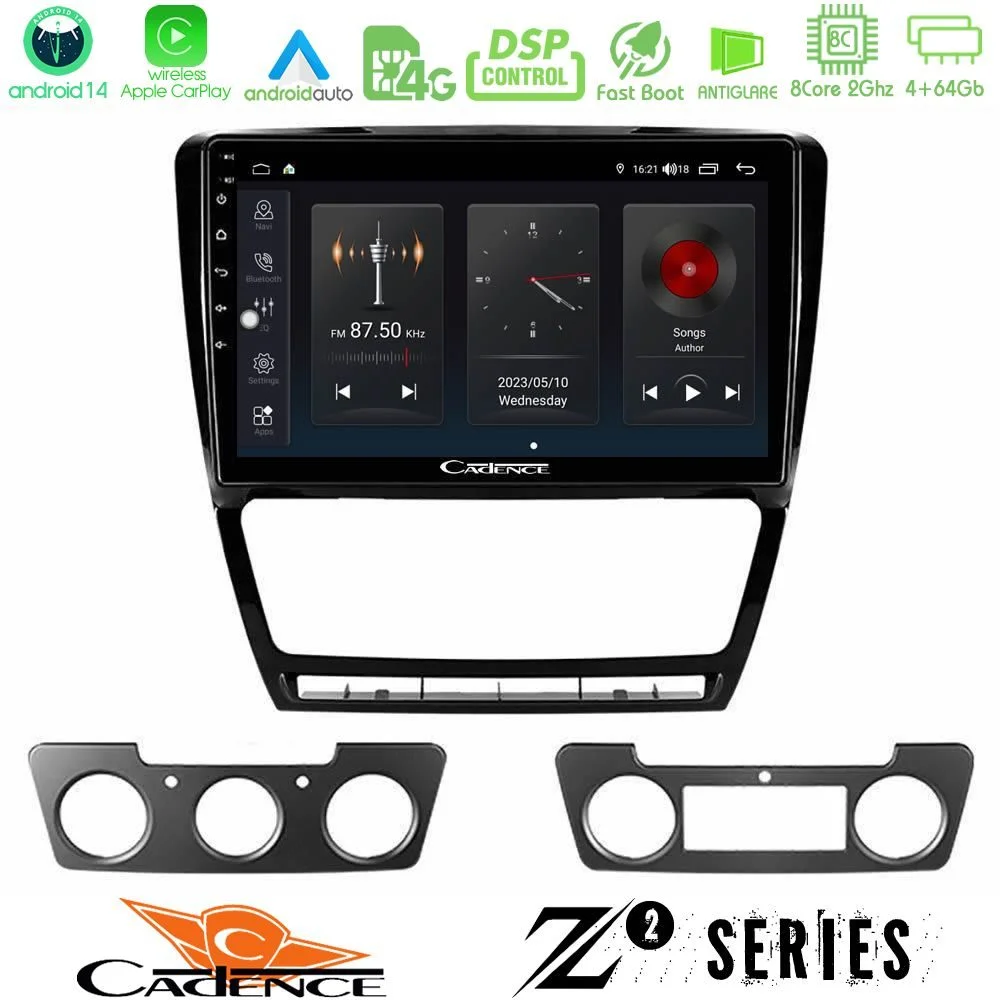 Φωτογραφία προϊόντος: Bizzar Cadence Z2 Series 8Core Android14 4+64GB Skoda Octavia 5 Navigation Multimedia Tablet 10 Με Carplay & Android Auto