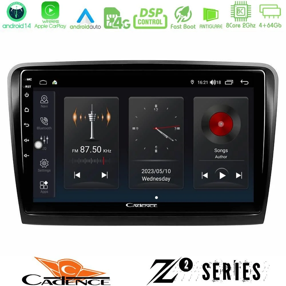 Φωτογραφία προϊόντος: Bizzar Cadence Z2 Series 8Core Android14 4+64GB Skoda Superb 2008-2015 Navigation Multimedia Tablet 10 Με Carplay & Android Auto