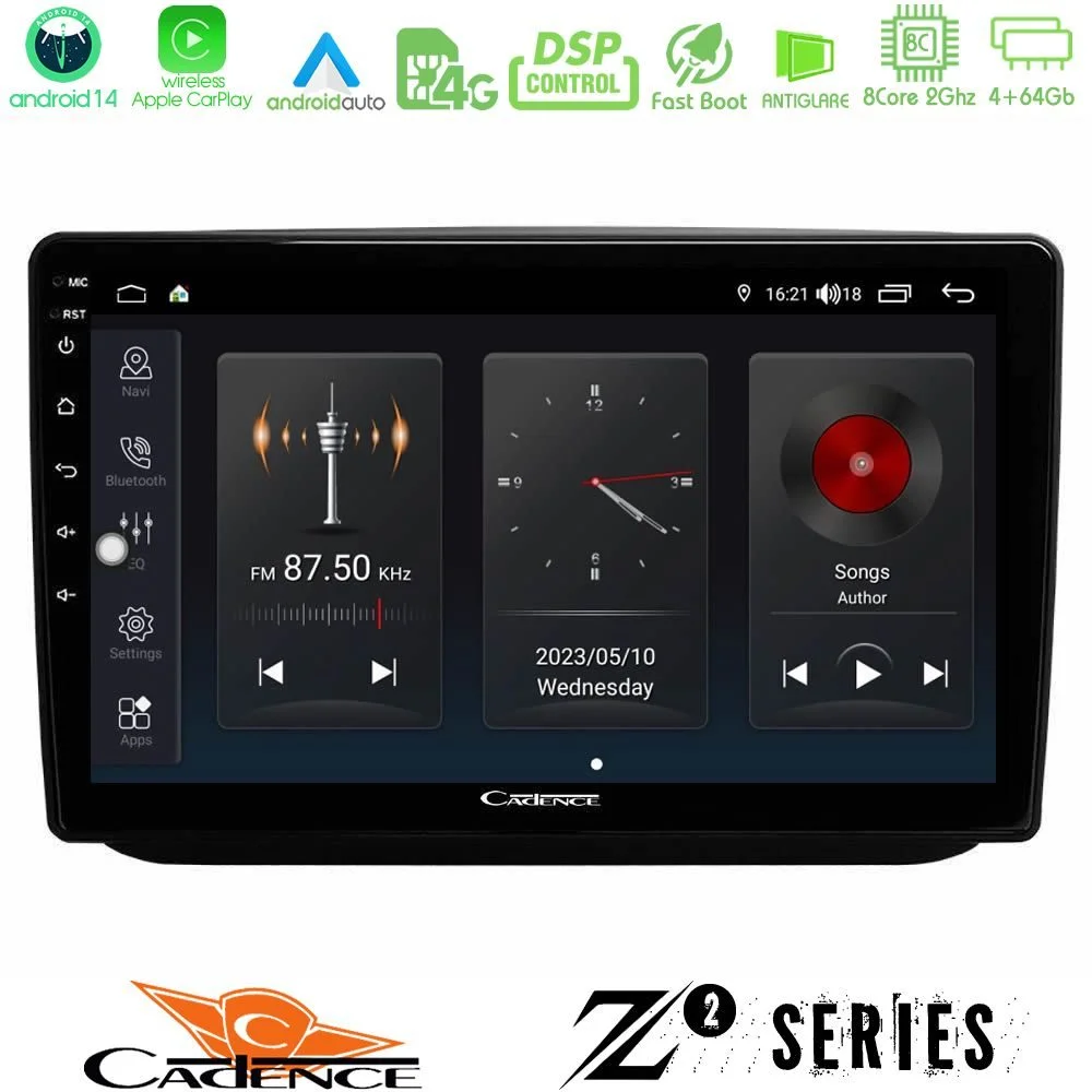 Φωτογραφία προϊόντος: Bizzar Cadence Z2 Series 8Core Android14 4+64GB Skoda Fabia 2007-2014 Navigation Multimedia Tablet 10 Με Carplay & Android Auto