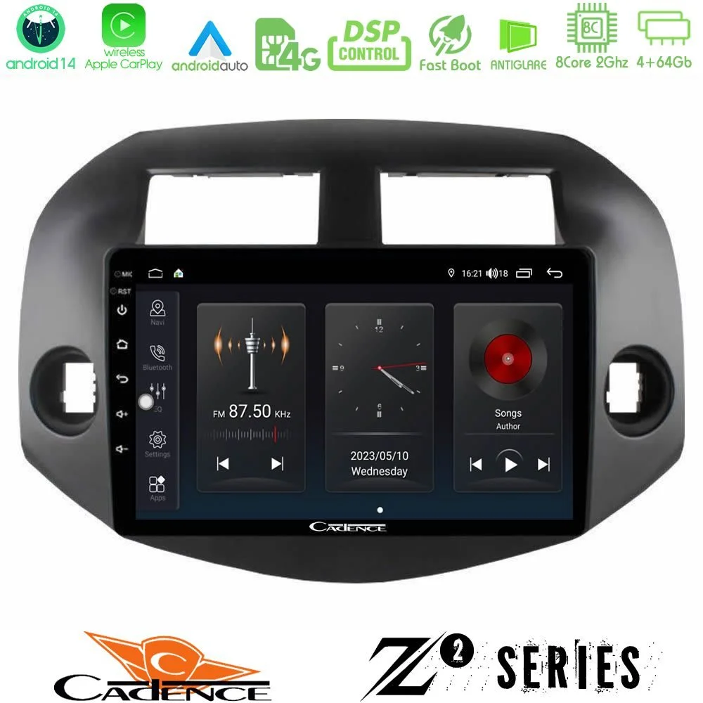 Φωτογραφία προϊόντος: Bizzar Cadence Z2 Series 8Core Android14 4+64GB Toyota Rav4 2006-2012 Navigation Multimedia Tablet 10 Με Carplay & Android Auto