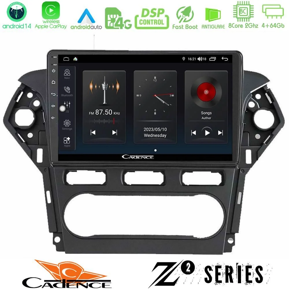 Φωτογραφία προϊόντος: Bizzar Cadence Z2 Series 8Core Android14 4+64GB Ford Mondeo 2011-2014 Navigation Multimedia Tablet 9 Με Carplay & Android Auto