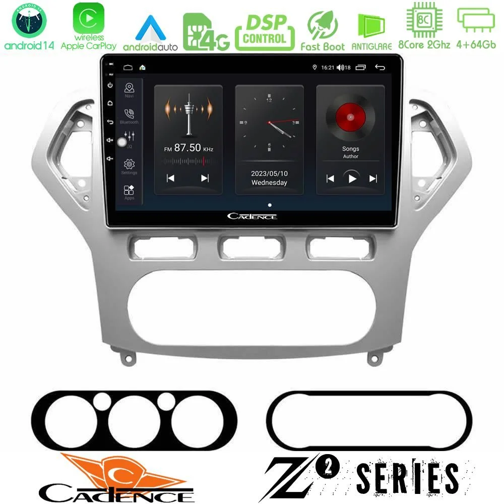 Φωτογραφία προϊόντος: Bizzar Cadence Z2 Series 8Core Android14 4+64GB Ford Mondeo 2007-2010 AUTO A/C Navigation Multimedia Tablet 9 Με Carplay & Android Auto