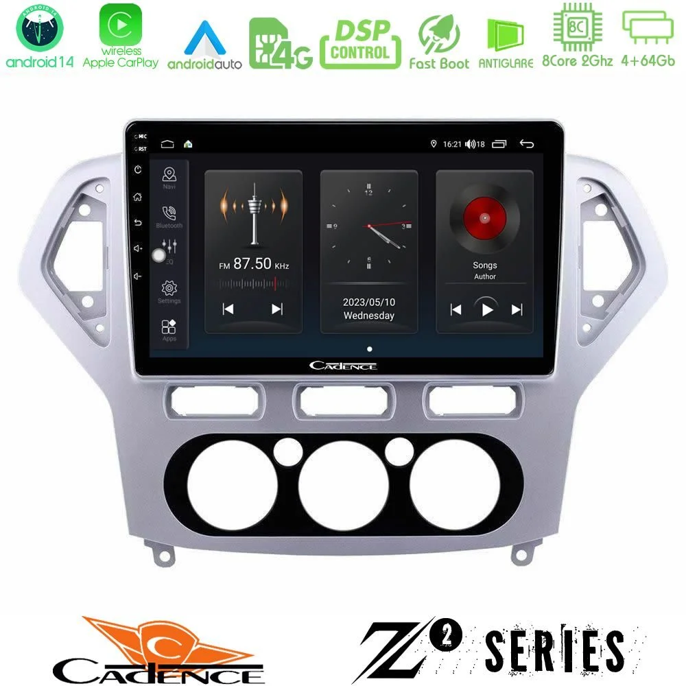 Φωτογραφία προϊόντος: Bizzar Cadence Z2 Series 8Core Android14 4+64GB Ford Mondeo 2007-2010 Manual A/C Navigation Multimedia Tablet 10 Με Carplay & Android Auto