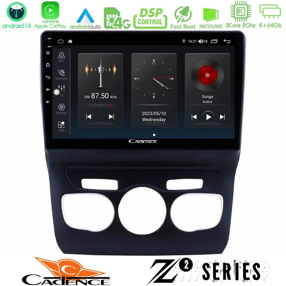Φωτογραφία προϊόντος: Cadence Z2 Series 8Core Android14 4+64GB Citroen C4L Navigation Multimedia Tablet 10 Με Carplay & Android Auto
