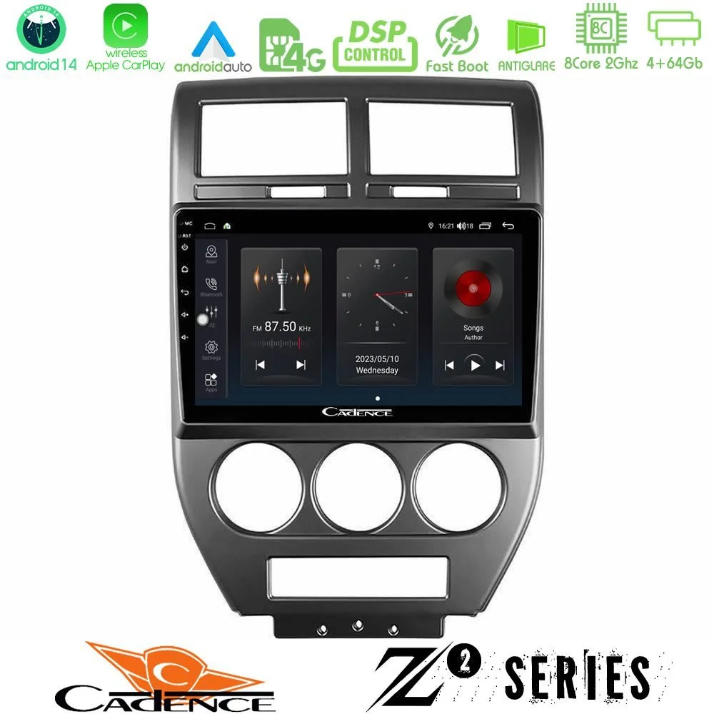 Φωτογραφία προϊόντος: Bizzar Cadence Z2 Series 8Core Android14 4+64GB Jeep Compass/Patriot 2007-2008 Navigation Multimedia Tablet 10 Με Carplay & Android Auto