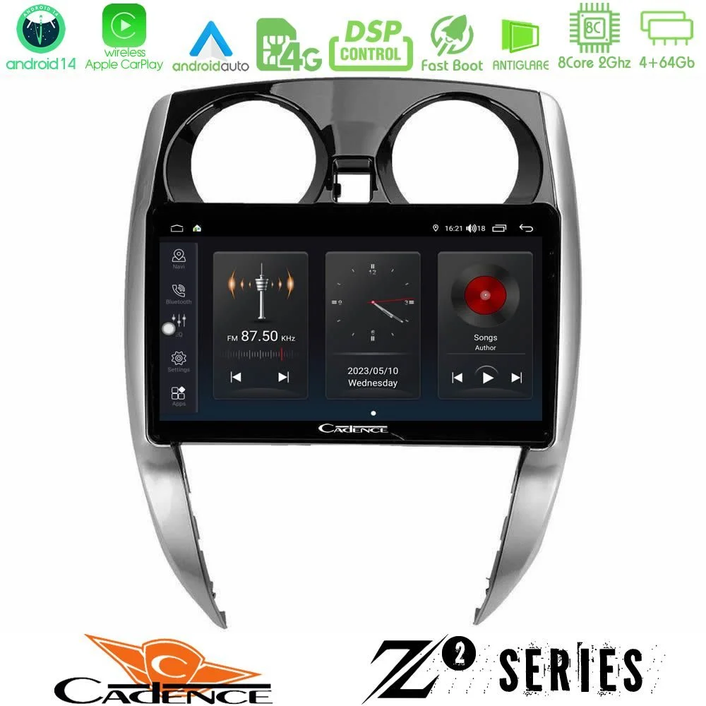Φωτογραφία προϊόντος: Bizzar Cadence Z2 Series 8Core Android14 4+64GB Nissan Note 2013-2018 Navigation Multimedia Tablet 10 Με Carplay & Android Auto