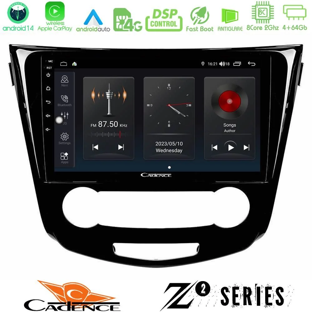 Φωτογραφία προϊόντος: Bizzar Cadence Z2 Series 8Core Android14 4+64GB Nissan Qashqai J11 (Manual A/C) Navigation Multimedia Tablet 10 Με Carplay & Android Auto