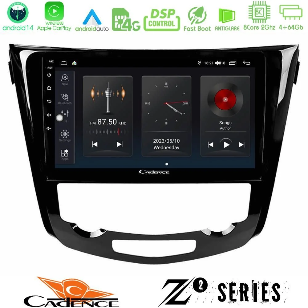 Φωτογραφία προϊόντος: Bizzar Cadence Z2 Series 8Core Android14 4+64GB Nissan Qashqai J11 (AUTO A/C) Navigation Multimedia Tablet 10 Με Carplay & Android Auto