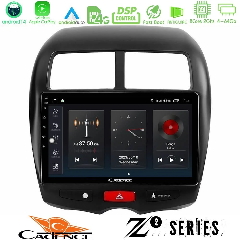 Φωτογραφία προϊόντος: Bizzar Cadence Z2 Series 8Core Android14 4+64GB Mitsubishi ASX Navigation Multimedia Tablet 10 Με Carplay & Android Auto