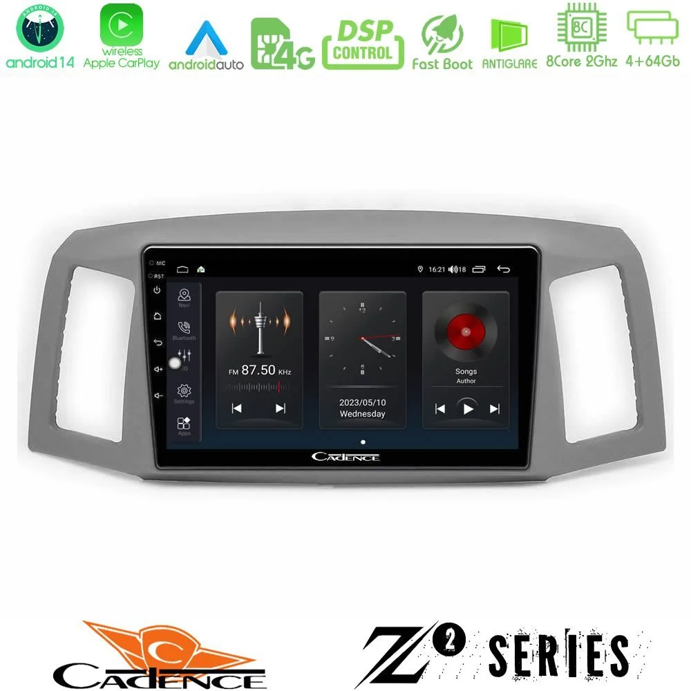 Φωτογραφία προϊόντος: Bizzar Cadence Z2 Series 8Core Android14 4+64GB Jeep Grand Cherokee 2005-2007 Navigation Multimedia Tablet 10 Με Carplay & Android Auto