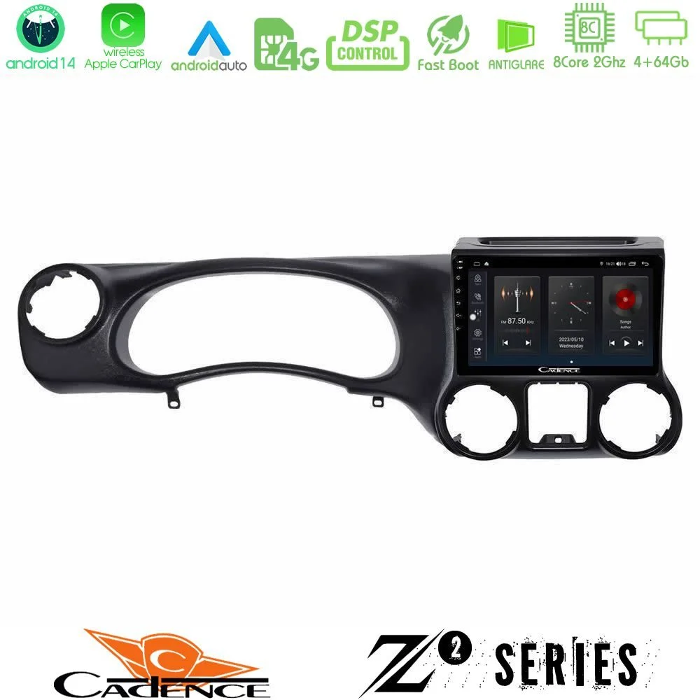 Φωτογραφία προϊόντος: Bizzar Cadence Z2 Series 8Core Android14 4+64GB Jeep Wrangler 2011-2014 Navigation Multimedia Tablet 10 Με Carplay & Android Auto