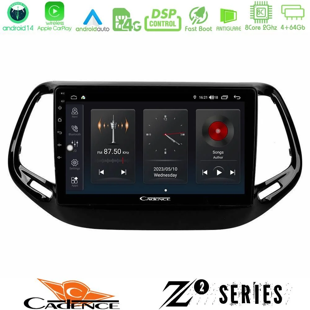 Φωτογραφία προϊόντος: Bizzar Cadence Z2 Series 8Core Android14 4+64GB Jeep Compass 2017> Navigation Multimedia Tablet 10 Με Carplay & Android Auto