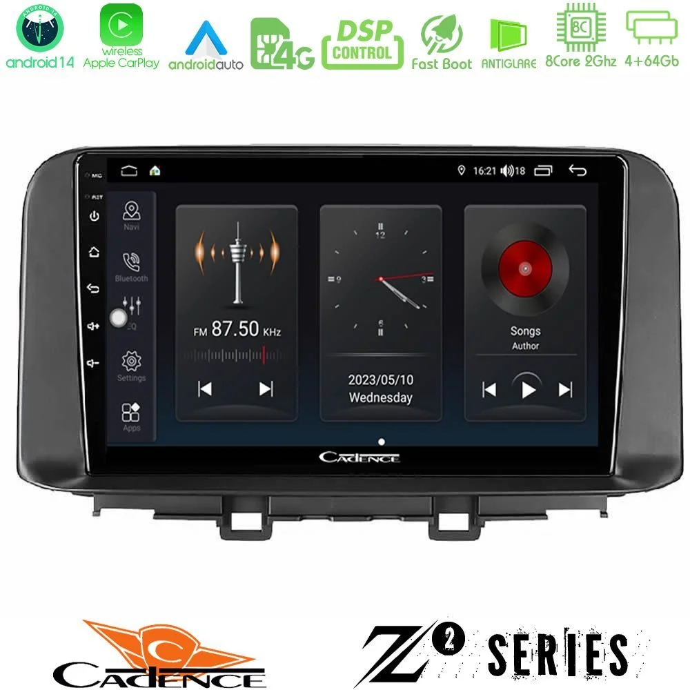 Φωτογραφία προϊόντος: Cadence Z2 Series 8Core Android14 4+64GB Hyundai Kona 2018-2023 Navigation Multimedia Tablet 10 Με Carplay & Android Auto