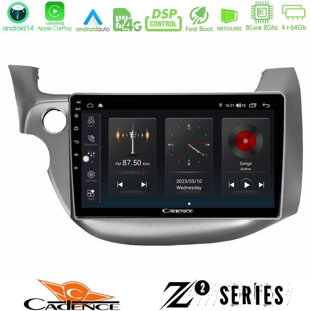 Φωτογραφία προϊόντος: Cadence Z2 Series 8Core Android14 4+64GB Honda Jazz 2009-2013 Navigation Multimedia Tablet 10 Με Carplay & Android Auto
