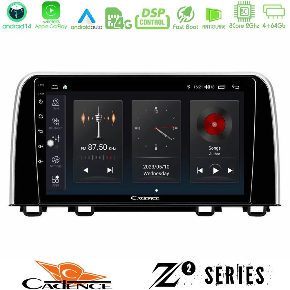 Φωτογραφία προϊόντος: Bizzar Cadence Z2 Series 8Core Android14 4+64GB Honda CR-V 2019-> Navigation Multimedia Tablet 10 Με Carplay & Android Auto