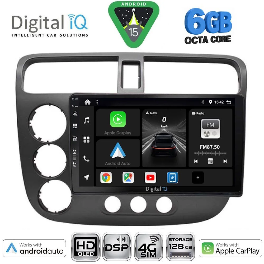Φωτογραφία προϊόντος: DIGITAL IQ BXF 17187_CPAA (9inc) MULTIMEDIA TABLET for HONDA CIVIC 4D mod. 2001-2006