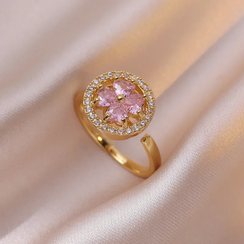 Φωτογραφία προϊόντος: Peach Jewelry Peach Jewerly Γυναικείο Δαχτυλίδι Από Χάλυβα Τιτανίου Με Ζιργκόν Λουλούδι Ροζ