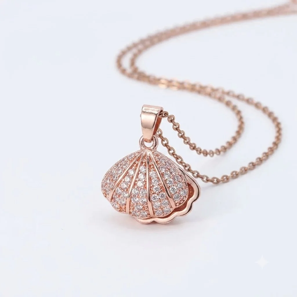 Φωτογραφία προϊόντος: Peach Jewelry Peach Jewerly Μενταγιόν Ανοξείδωτο Ατσάλι Κοχύλι με Κρυμμένο Τεχνητό Μαργαριτάρι Ροζ Χρυσό