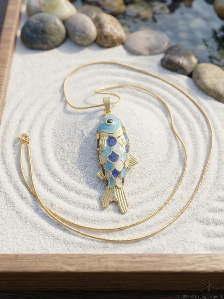 Φωτογραφία προϊόντος: Peach Jewelry Peach Jewerly Κολιέ Από Ανοξείδωτο Ατσάλι 304 Ψαράκι Γαλάζιο Επιχρυσωμένο