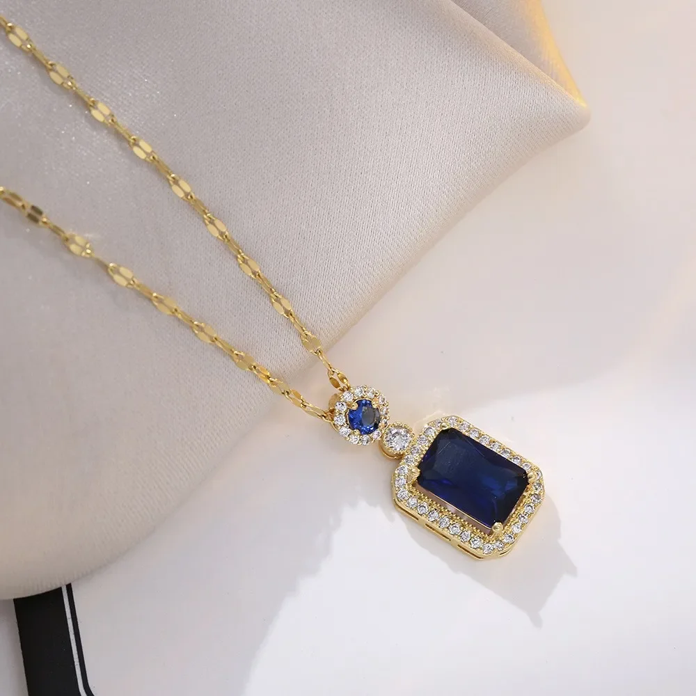 Φωτογραφία προϊόντος: Peach Jewelry Peach Jewerly Γυναικείο Μενταγιόν Από Ανοξείδωτο Ατσάλι Με Μπλε Ζιργκόν