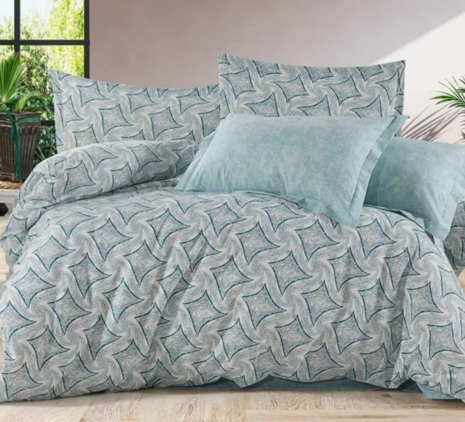 Φωτογραφία προϊόντος: MayHome Σετ Παπλωματοθήκη Polycotton Ημίδιπλη (Π: 180cm x Μ: 240cm) – 2520826535 Γεωμετρικό