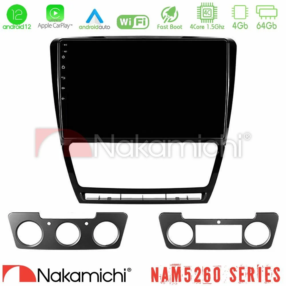 Φωτογραφία προϊόντος: Nakamichi NAM5260 Series 4Core Android12 4+64GB Skoda Octavia 5 Navigation Multimedia Tablet 10 Με Carplay & Android Auto