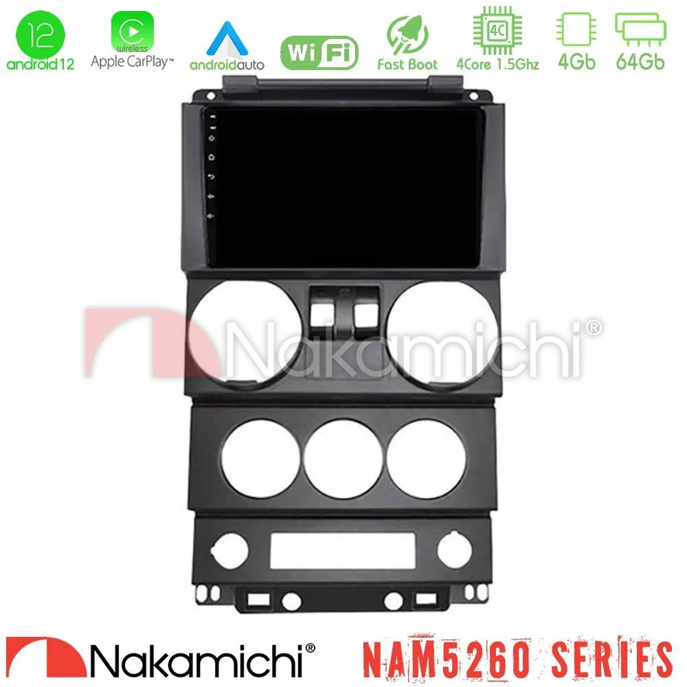 Φωτογραφία προϊόντος: Nakamichi NAM5260 Series 4Core Android12 4+64GB Jeep Wrangler 2Door 2008-2010 Navigation Multimedia Tablet 9 Με Carplay & Android Auto