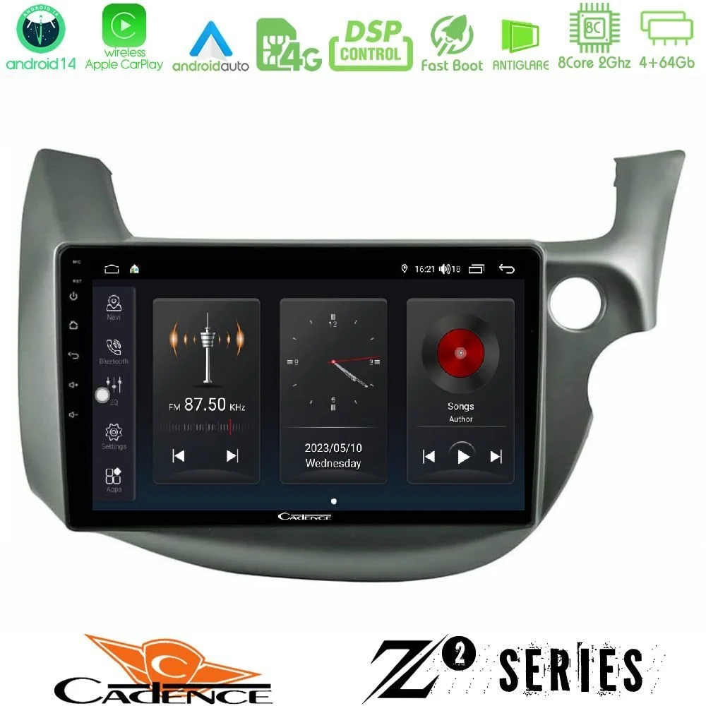 Φωτογραφία προϊόντος: Cadence Z2 Series 8Core Android14 4+64GB Honda Jazz (Fit) 2009-2013 RHD Navigation Multimedia Tablet 10 Με Carplay & Android Auto