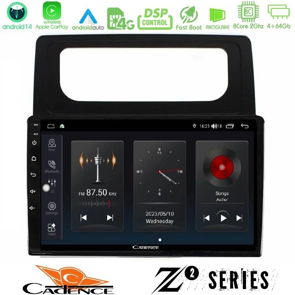 Φωτογραφία προϊόντος: Cadence Z2 Series 8Core Android14 4+64GB VW Caddy 2004-2014 Navigation Multimedia Tablet 10 Με Carplay & Android Auto