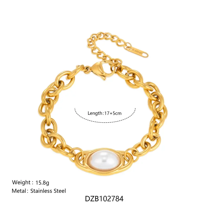 Φωτογραφία προϊόντος: Peach Jewelry Βραχιόλι Από Χάλυβα Τιτανίου Με Φυσικά Μαργαριτάρια Και Ηλεκτρολυτική Επιμετάλλωση 18Κ