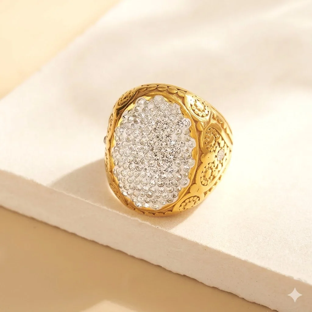 Φωτογραφία προϊόντος: Peach Jewelry Peach Jewerly Δαχτυλίδι Από Ανοξείδωτο Ατσάλι 304 Επιχρυσωμένο Με Ζιργκόν Size 8