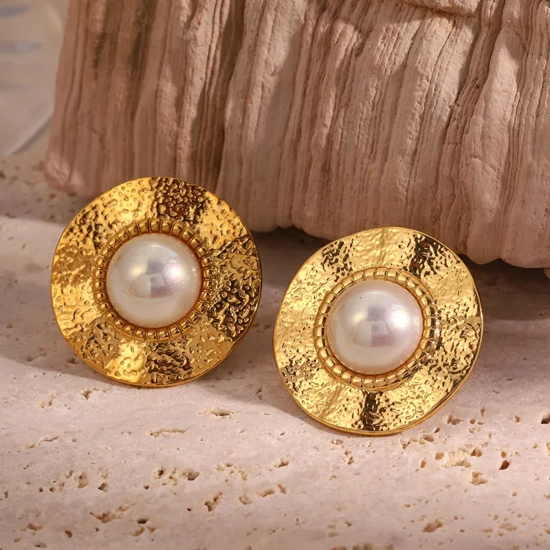 Φωτογραφία προϊόντος: Peach Jewelry Peach Jewerly Σκουλαρίκια Από Ανοξείδωτο Ατσάλι Επιχρυσωμένο 18Κ Με Πέρλα
