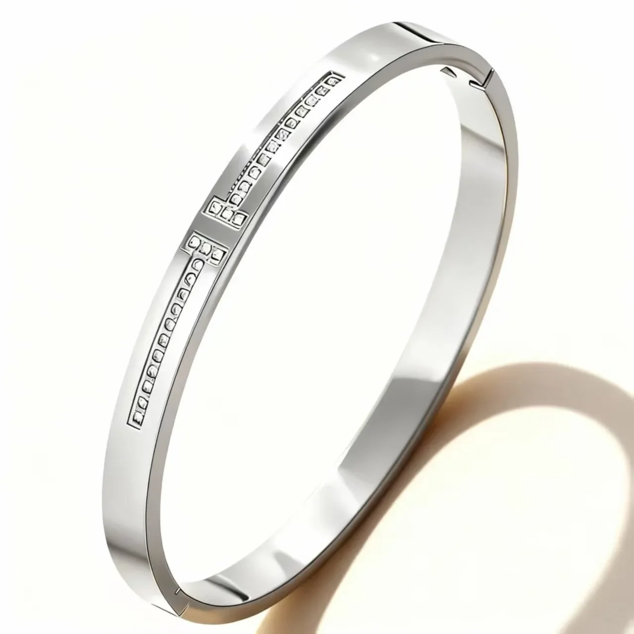 Φωτογραφία προϊόντος: Peach Jewelry Peach Jewerly Βραχιόλι Χειροπέδα Ανοξείδωτο Ατσάλι 304 Με Ζιργκόν Ασημί