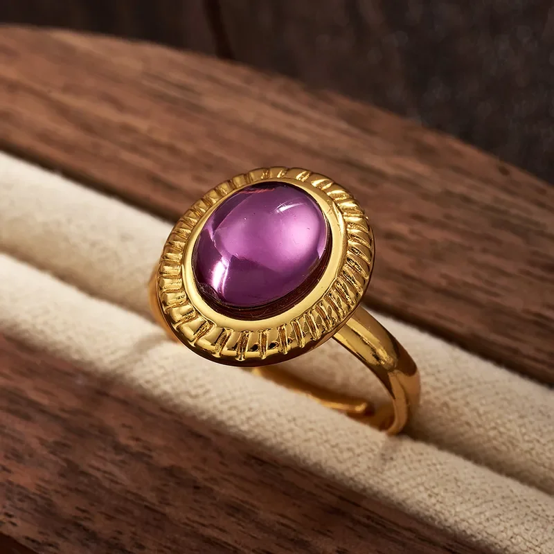 Φωτογραφία προϊόντος: Peach Jewelry Peach Jewerly Γυναικείο Δαχτυλίδι Ρυθμιζόμενο Από Ανοξείδωτο Ατσάλι 304 Επίχρυσο-Μωβ