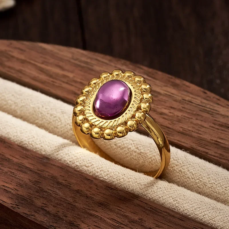 Φωτογραφία προϊόντος: Peach Jewelry Peach Jewerly Γυναικείο Δαχτυλίδι Ρυθμιζόμενο Από Ανοξείδωτο Ατσάλι 304 Επίχρυσο-Μωβ