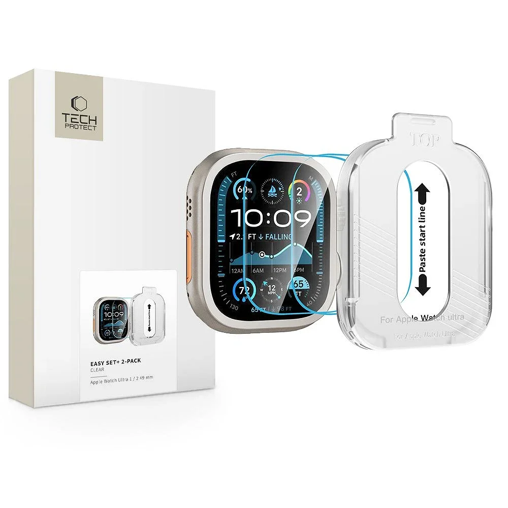 Φωτογραφία προϊόντος: Tech-Protect Tempered Glass Easy Set+ 2-Pack Apple Watch Ultra 1 / 2 / 3 (49 mm) Clear