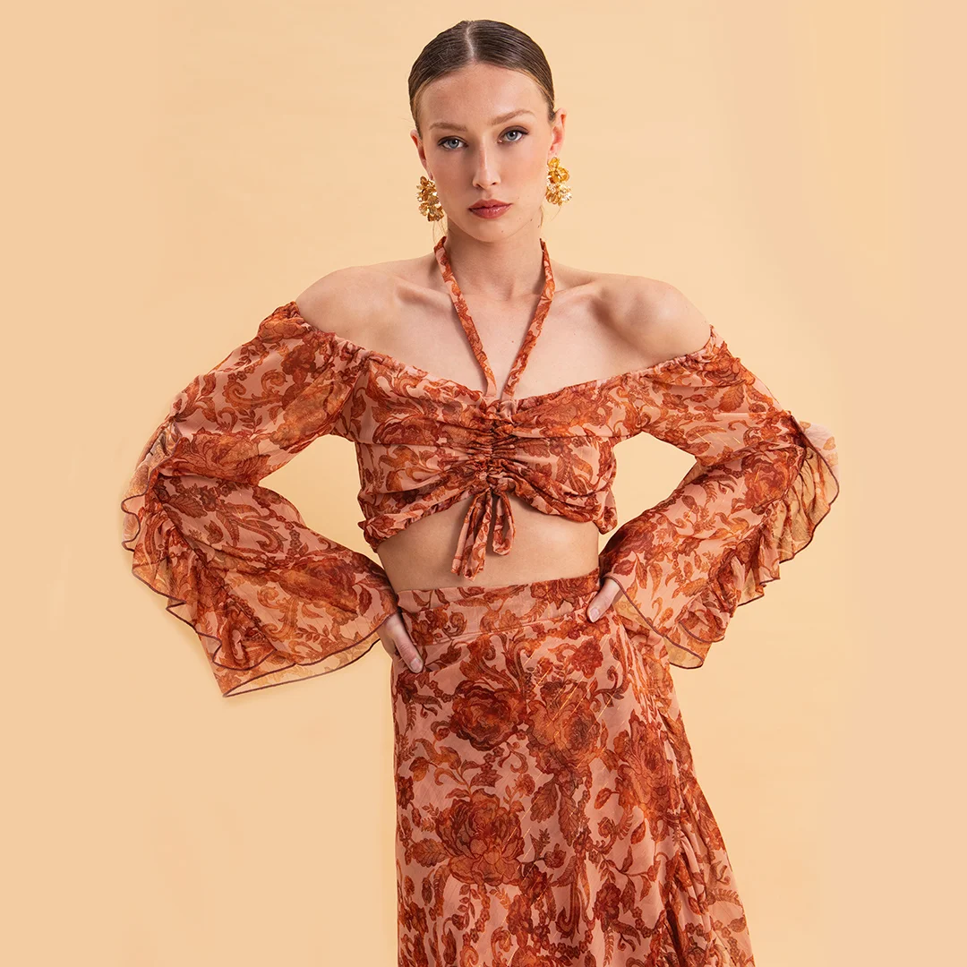 Φωτογραφία προϊόντος: Eveleya Cinnamon Blooms Off Shoulders Top 25356 Ekai