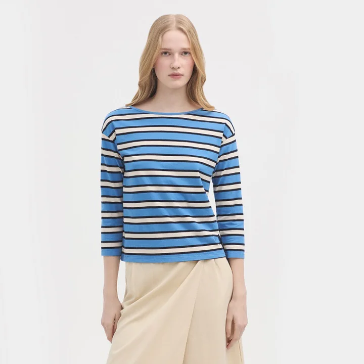 Φωτογραφία προϊόντος: Nice Things Boat Neck Striped T-shirt WJU014 Light Blue