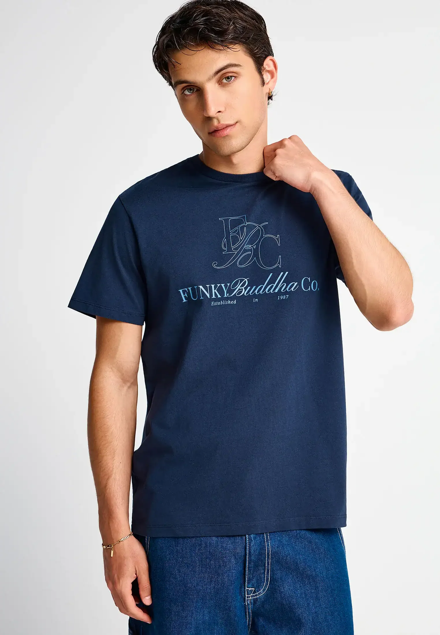 Φωτογραφία προϊόντος: ΑΝΔΡΙΚO T-SHIRT ME ΤΥΠΩΜΑ FUNKY BUDDHA FBΜ013-023-04 NAVY