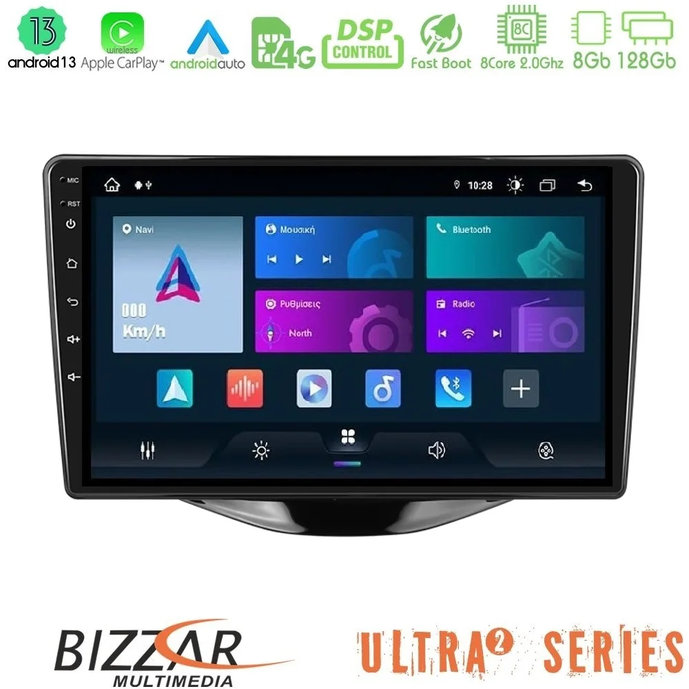 Φωτογραφία προϊόντος: Bizzar Ultra Series Toyota Aygo | Citroen C1 | Peugeot 108 8core Android13 8+128GB Navigation Multimedia Tablet 9