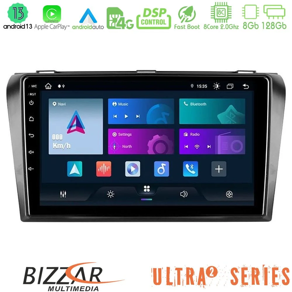 Φωτογραφία προϊόντος: Bizzar Ultra Series Mazda 3 2004-2009 8core Android13 8+128GB Navigation Multimedia Tablet 9