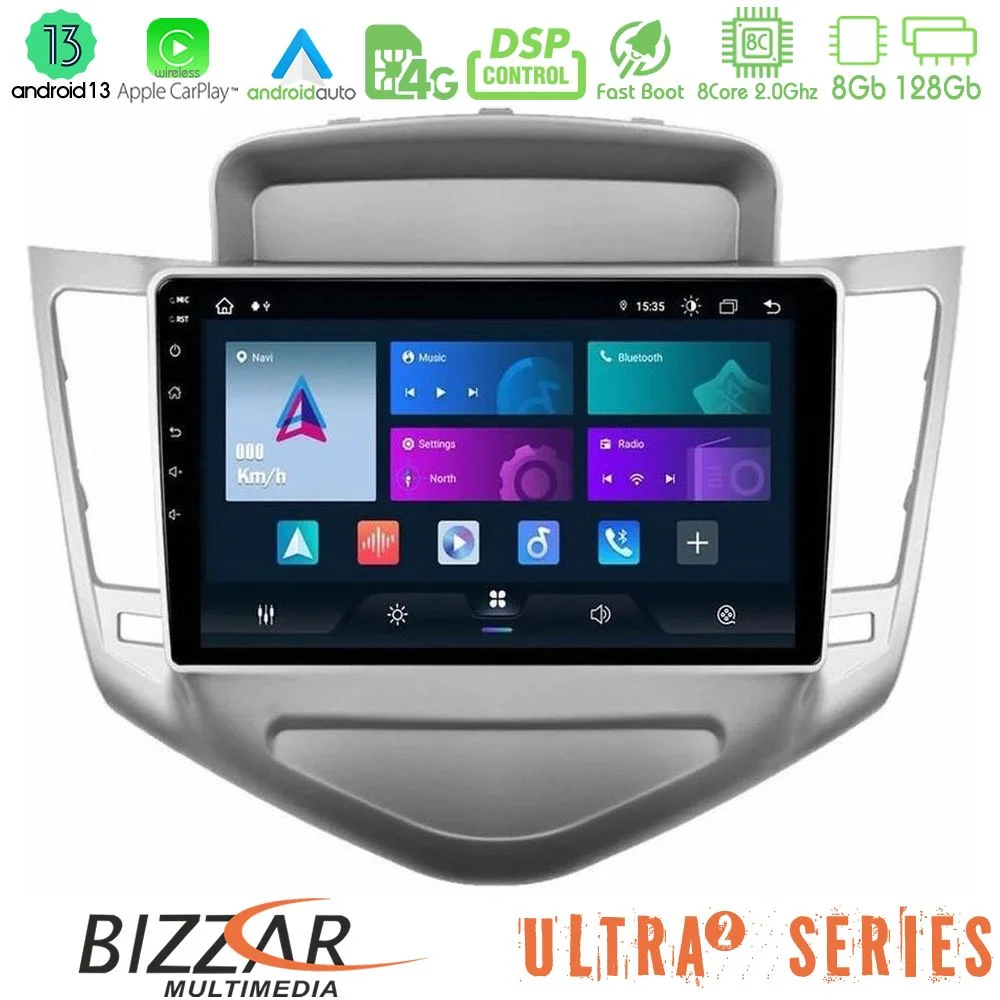 Φωτογραφία προϊόντος: Bizzar Ultra Series Chevrolet Cruze 2009-2012 8core Android13 8+128GB Navigation Multimedia Tablet 9