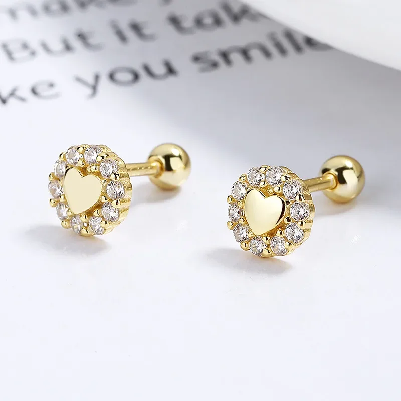 Φωτογραφία προϊόντος: Peach Jewelry Peach Jewerly Σκουλαρίκια Σε Σχήμα Καρδιάς Με Ζιργκόν Ασήμι 925 Χρυσό