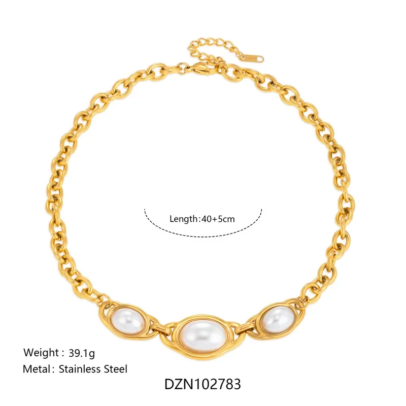 Φωτογραφία προϊόντος: Peach Jewelry Κολιέ Από Χάλυβα Τιτανίου Με Φυσικά Μαργαριτάρια Και Ηλεκτρολυτική Επιμετάλλωση 18Κ