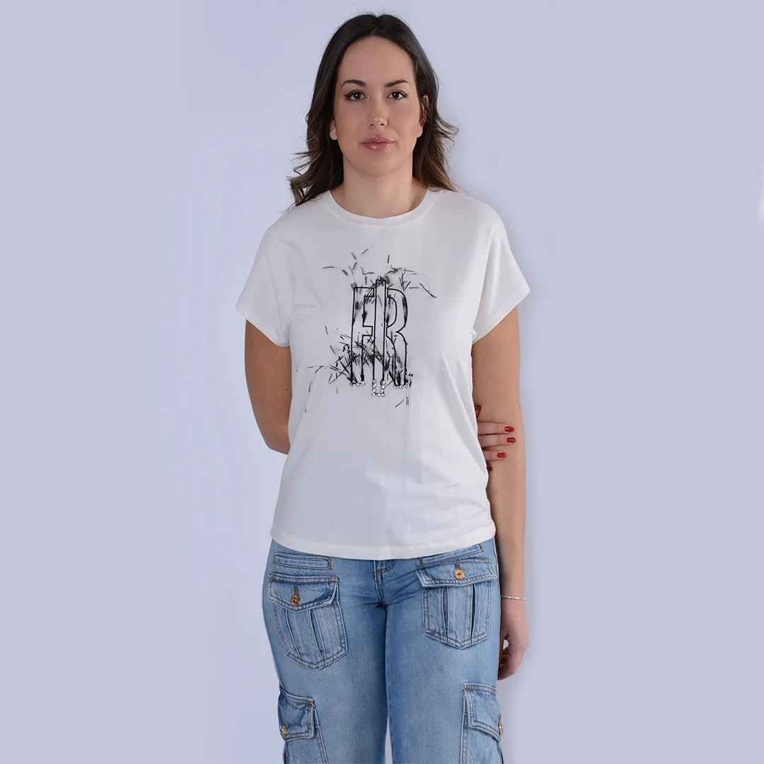 Φωτογραφία προϊόντος: Fracomina Over T-shirt With Logo FR25ST3020J44909 108 Cream